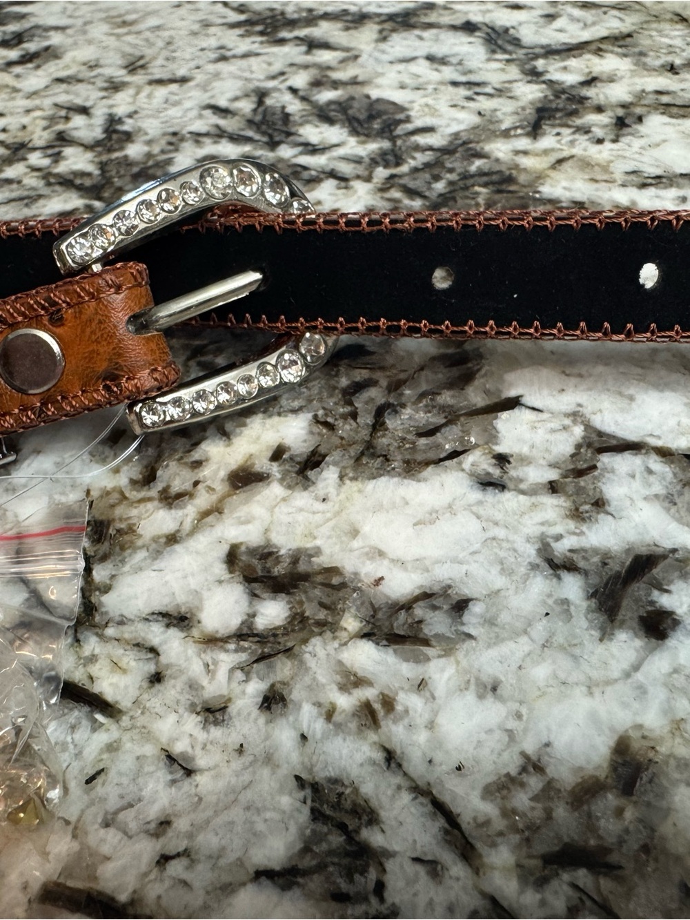 Rhinestone-Trim Brown Women's Belt - Picture 4 of 4